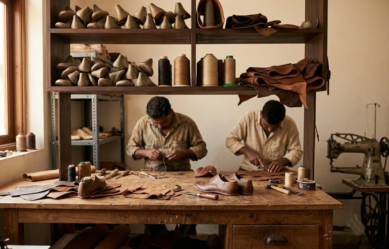 Custom shoe manufacturing process at KAIM Footwear — OEM footwear supplier in Agra